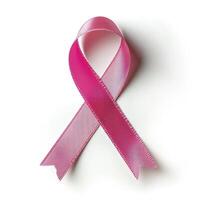 ai generiert Rosa Band, Brust Krebs Bewusstsein Symbol, isoliert auf ein Weiß Hintergrund. National Brust Krebs Bewusstsein Monat. foto