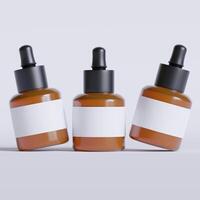 Serum Flasche braun Farbe und Weiß Etikette auf Weiß Hintergrund 3d Illustration foto