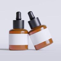 Serum Flasche braun Farbe und Weiß Etikette auf Weiß Hintergrund 3d Illustration foto