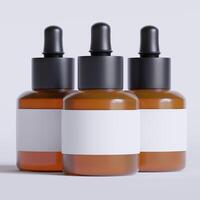 Serum Flasche braun Farbe und Weiß Etikette auf Weiß Hintergrund 3d Illustration foto