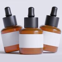 Serum Flasche braun Farbe und Weiß Etikette auf Weiß Hintergrund 3d Illustration foto