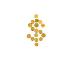 golden Münzen Design von Dollar Symbol gestalten auf Hintergrund foto