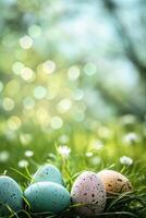 ai generiert Magie schön Ostern Hintergrund mit Kopieren Raum foto