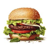 ai generiert frisch lecker Burger isoliert auf Weiß Hintergrund foto