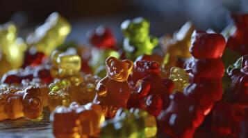 ai generiert Vitamine zum Kinder, Gelee gummiartig Bären Süßigkeiten foto