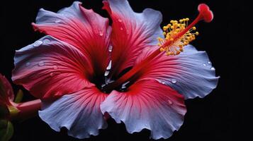 ai generiert ein Hibiskus Blume mit ein schwarz hintergrund.ai generiert. foto