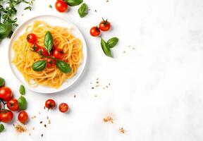 ai generiert Pasta Aglio olio e peperoncino Italienisch Spaghetti mit Knoblauch Chili Pfeffer und Olive Öl auf ein schwarz foto