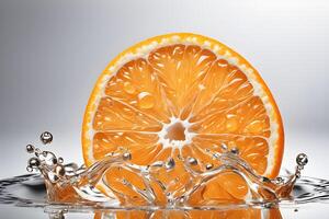 ai generiert Scheibe Orange Obst schwebend im Wasser durch ai generativ foto