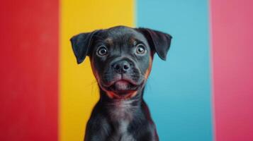 ai generiert minimalistisch lebendig Werbung Hintergrund mit süß Hund und Kopieren Raum foto