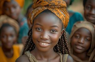 ai generiert jung afrikanisch Menschen und ihr Familien lächelnd foto