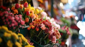 ai generiert Frühling Markt Erkundung foto