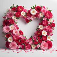 ai generiert Aussicht von Herz gestalten gemacht von Blumen foto