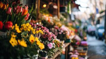 ai generiert Frühling Markt Erkundung foto