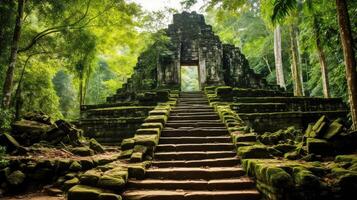 ai generiert uralt Ruinen, versteckt Tempel, hat verloren Zivilisationen. foto