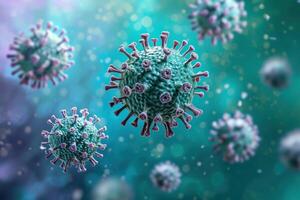 ai generiert Grün Grippe Virus Krankheit Pandemie Illustration foto