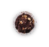 schwarz Schokolade Muffins mit Nüsse Krümel foto