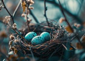 ai generiert ein ai Ostern Ei Nest Bildschirmfoto Miniaturansicht foto