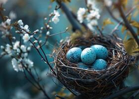 ai generiert ein ai Ostern Ei Nest Bildschirmfoto Miniaturansicht foto