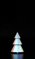 Frohe Weihnachten und guten Rutsch ins neue Jahr holographischer Baum. Vertikales holografisches, trendiges Weihnachtsdesign mit Tannenbaum für Grußkarten, Banner, Plakate oder Poster foto