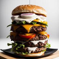 ai generiert realistisch Gourmet Burger Freude foto