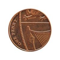 1-Penny-Münze, Großbritannien isoliert über weiß foto
