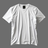 ai generiert Weiß Herren T-Shirt isoliert auf grau Hintergrund, Minimalismus Stil, fotorealistisch, ai generiert foto