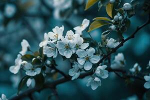 ai generiert Sie können wachsen Weiß Blumen auf Bäume foto