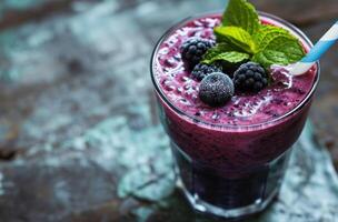 ai generiert Blaubeere und Zuckerrüben Saft Smoothie foto