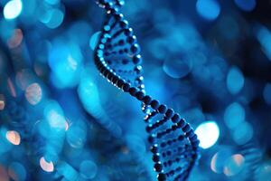 ai generiert ein Bild von ein DNA mit Licht und Bokeh Hintergrund foto