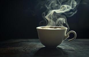 ai generiert Kaffee Tasse mit Dampf Kommen aus von es foto