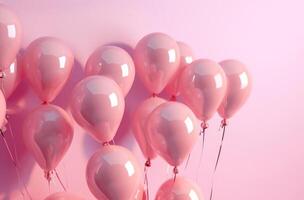 ai generiert Rosa nahtlos Helium Luftballons auf ein Rosa Hintergrund foto