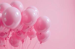 ai generiert Rosa nahtlos Helium Luftballons auf ein Rosa Hintergrund foto