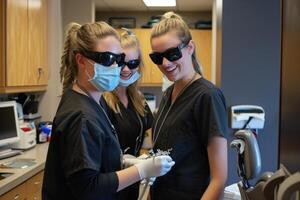 ai generiert Dental Hygieniker im Indianapolis Obstgarten Park Hygieniker foto