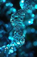 ai generiert DNA Strand mit Beleuchtung alle um es foto