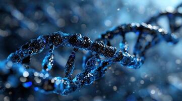 ai generiert das DNA Molekül im ein Blau Ton Hintergrund foto