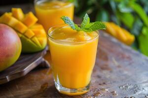 ai generiert erfrischend Mango Saft foto