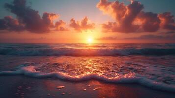 ai generiert schön Sonnenaufgang Über das Ozean foto