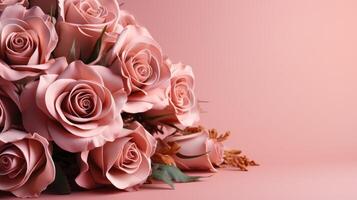 ai generiert Rose Blume auf Pastell- Hintergrund mit Kopieren Raum foto