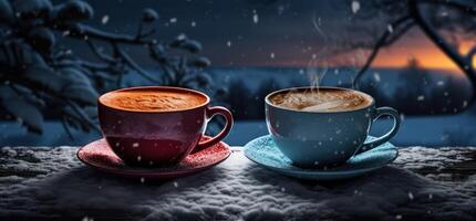 ai generiert Winter Kaffee foto