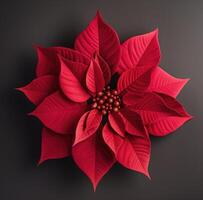 ai generiert ein rot Weihnachtsstern Blume auf ein Weiß Hintergrund, foto