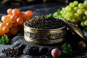 ai generiert schwarz Kaviar im dürfen, ai generativ foto