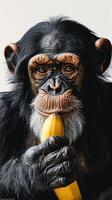 ai generiert Porträt von ein Affe halt ein Banane , generieren ai foto