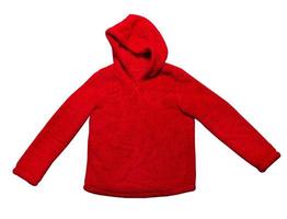 Hoodie-Pullover isoliert auf weißem Hintergrund, roter Hoodie-Mock-up, roter Hoodie-Pullover isoliert foto
