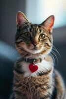 ai generiert Katze Amor Verbreitung Liebe mit ein Valentinstag Herz foto