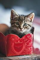 ai generiert bezaubernd Pfoten Katzen Verbreitung Liebe mit Valentinstag Magie foto