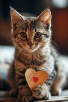 ai generiert bezaubernd Pfoten Katzen Verbreitung Liebe mit Valentinstag Magie foto