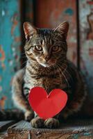 ai generiert Kitty Amoretten Whisker-befeuert Romantik im Herz Formen foto