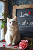 ai generiert knuddelig Begleiter Katzen Umarmen Valentinstag Zuneigung foto