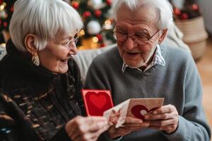 ai generiert zeitlos Liebe Valentinstag Tag mit ein Alten Paar foto