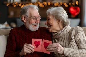 ai generiert zeitlos Liebe Valentinstag Tag mit ein Alten Paar foto